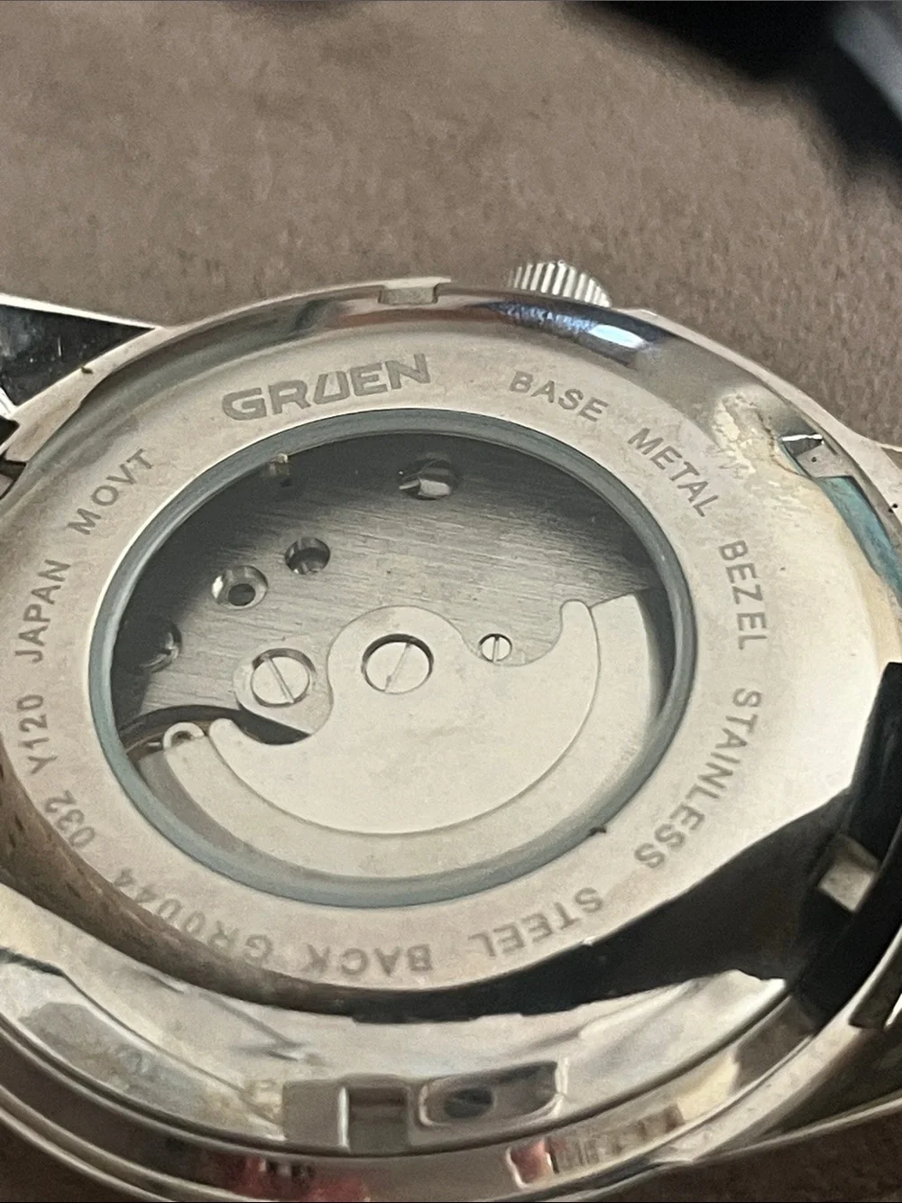Gruen Silver Dial Men's Mechanical Watch with Black Leather Band